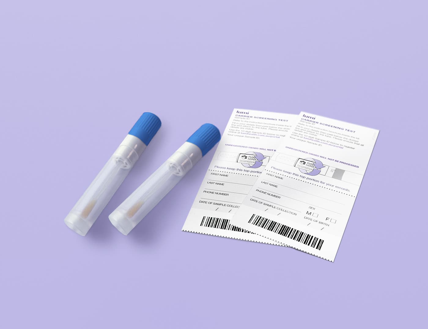 2 Lumi cheek swabs and 2 Sample ID stickers